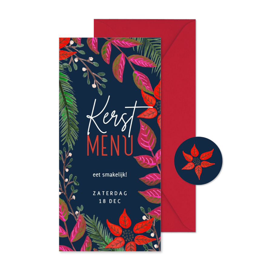 Menukaart botanisch kerstdiner - Kaartimpressie
