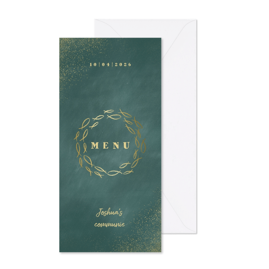 Menukaart communie gouden visjes - Kaartimpressie