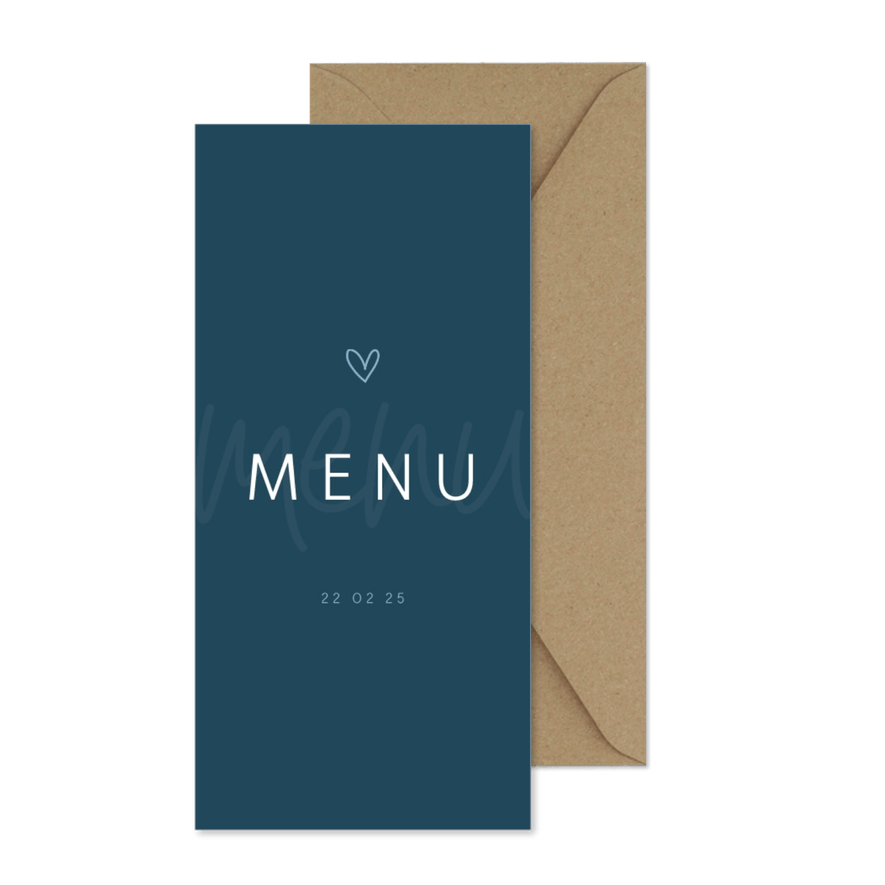 Menukaart communie minimalistisch met hartje kalender - Kaartimpressie