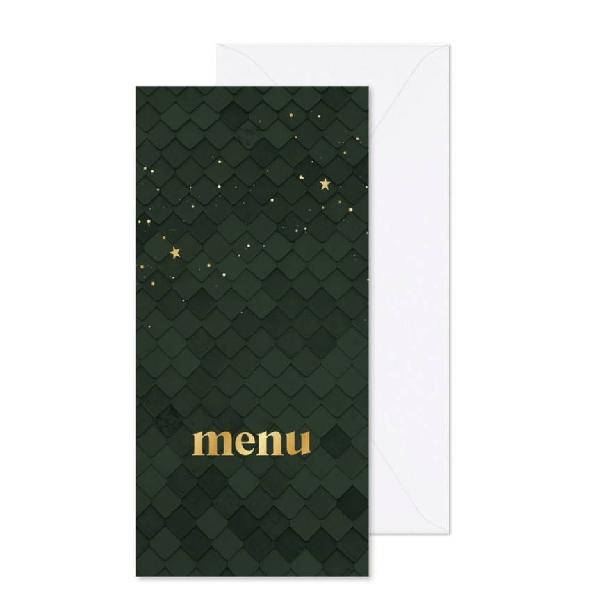 Menukaart communiefeest groen met patroon - Kaartimpressie