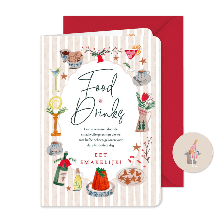 Menukaart doodles kerstdiner maaltijden en dranken - Kaartimpressie