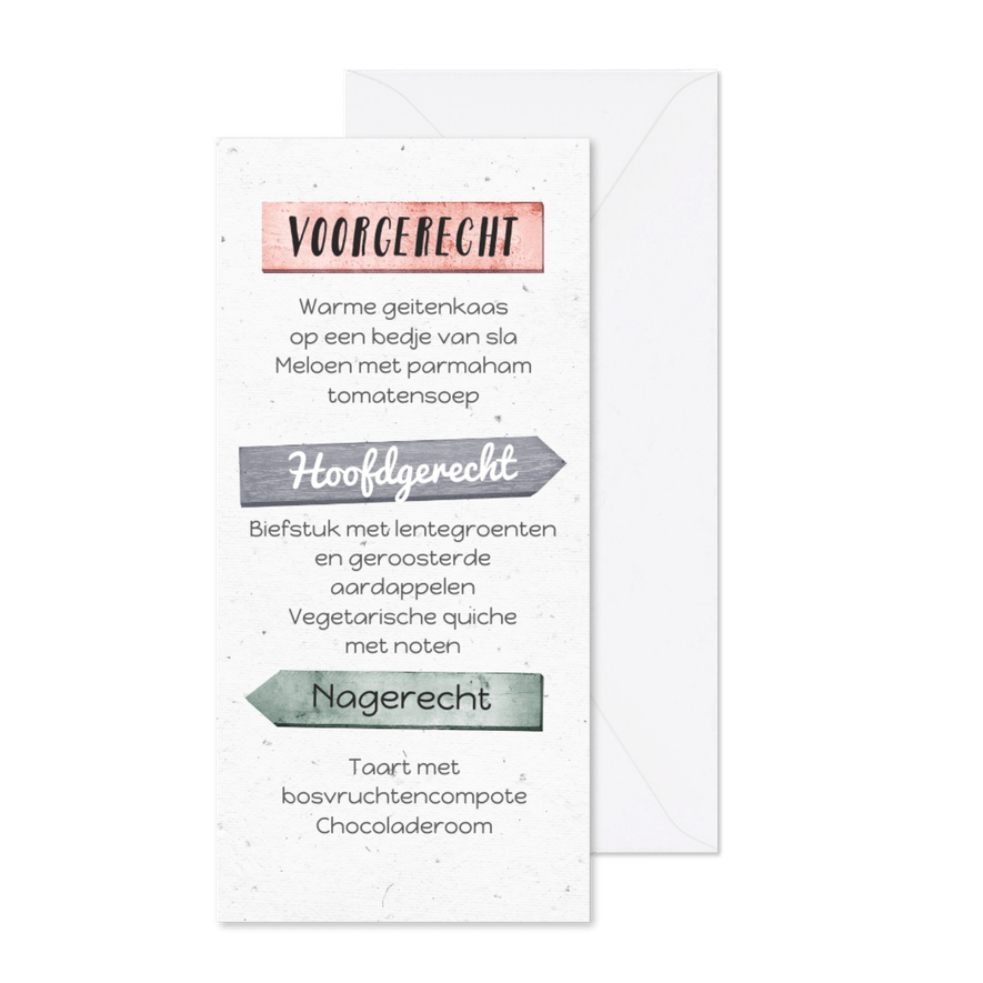 Menukaart doopviering langwerpig - Kaartimpressie