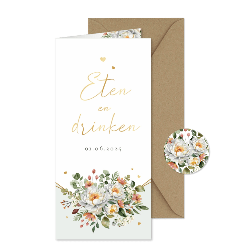 Menukaart eten en drinken bloemen klassiek stijlvol - Kaartimpressie