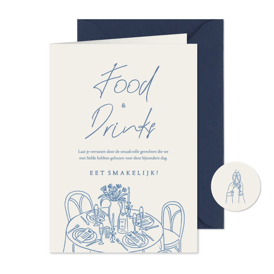 Menukaart feest bruiloft doodle tekening - Kaartimpressie