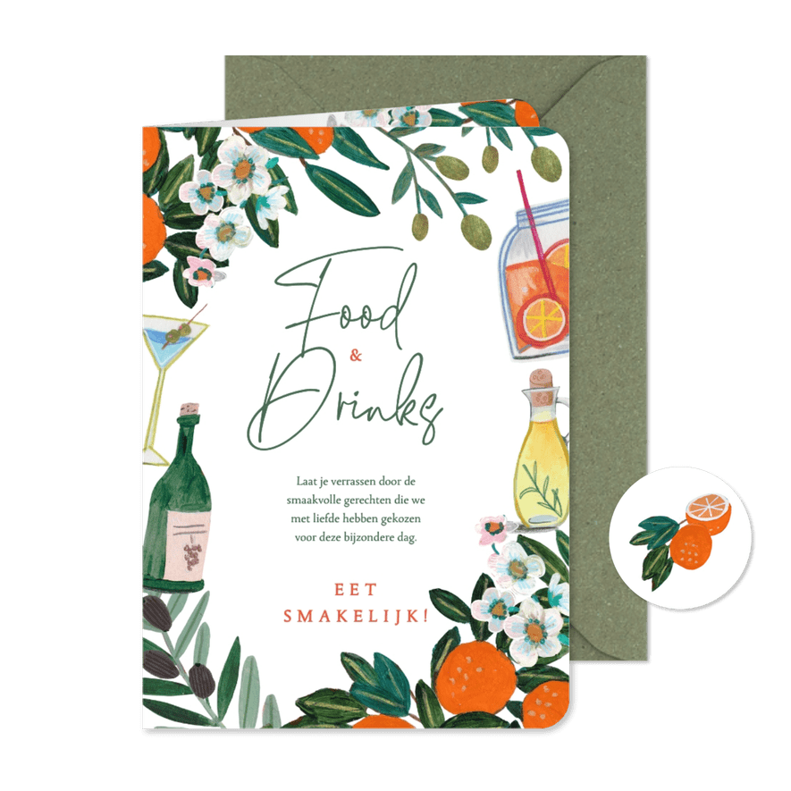 Menukaart feest bruiloft Italiaans - Kaartimpressie