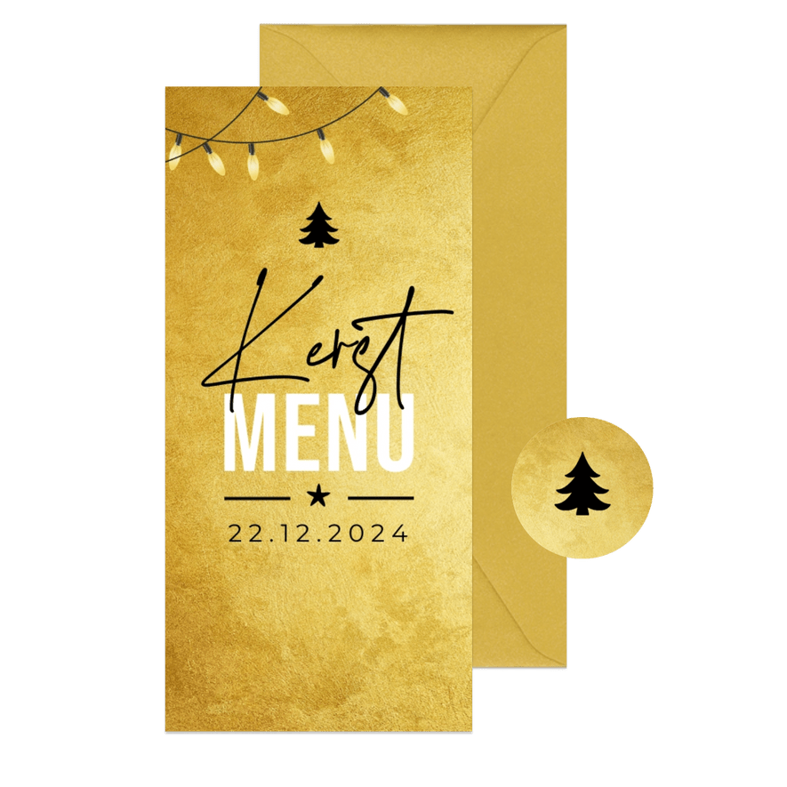 Menukaart goud VIP kerstmenu kerstdiner - Kaartimpressie