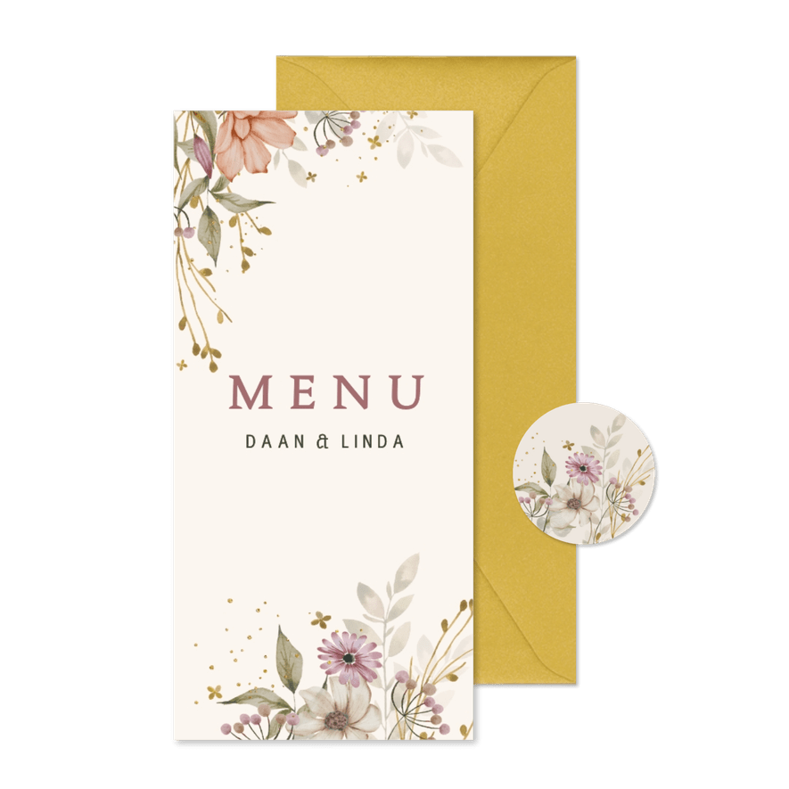 Menukaart herfst trouwen - Kaartimpressie