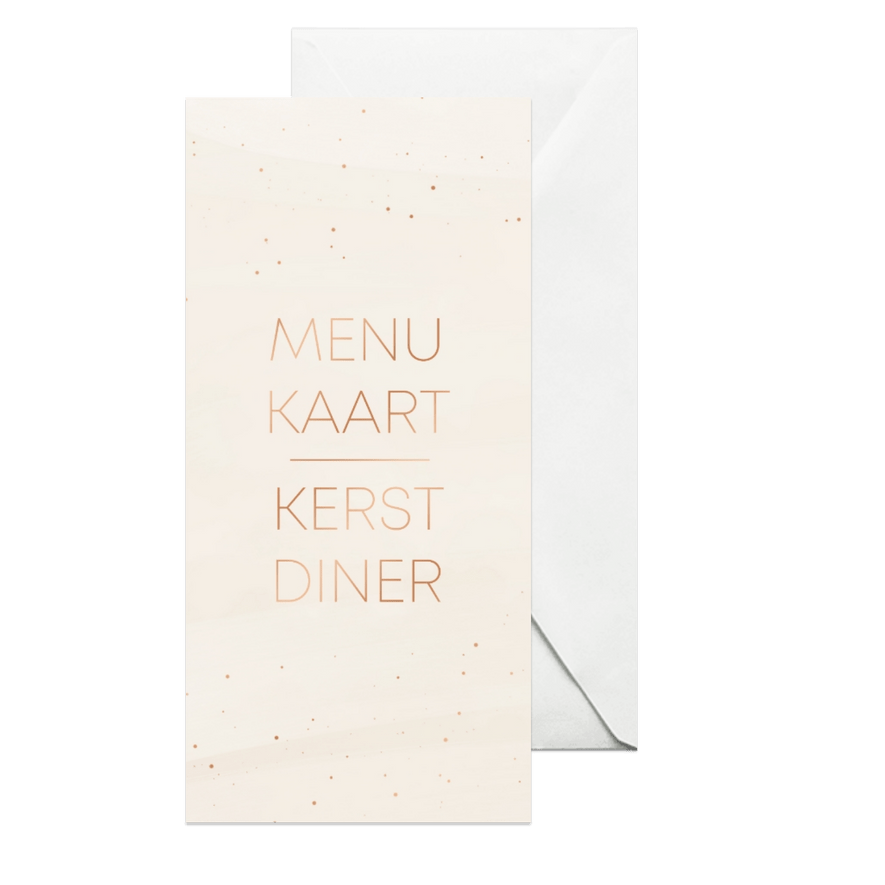 Menukaart kerst rozetinten met koperdetails  - Kaartimpressie