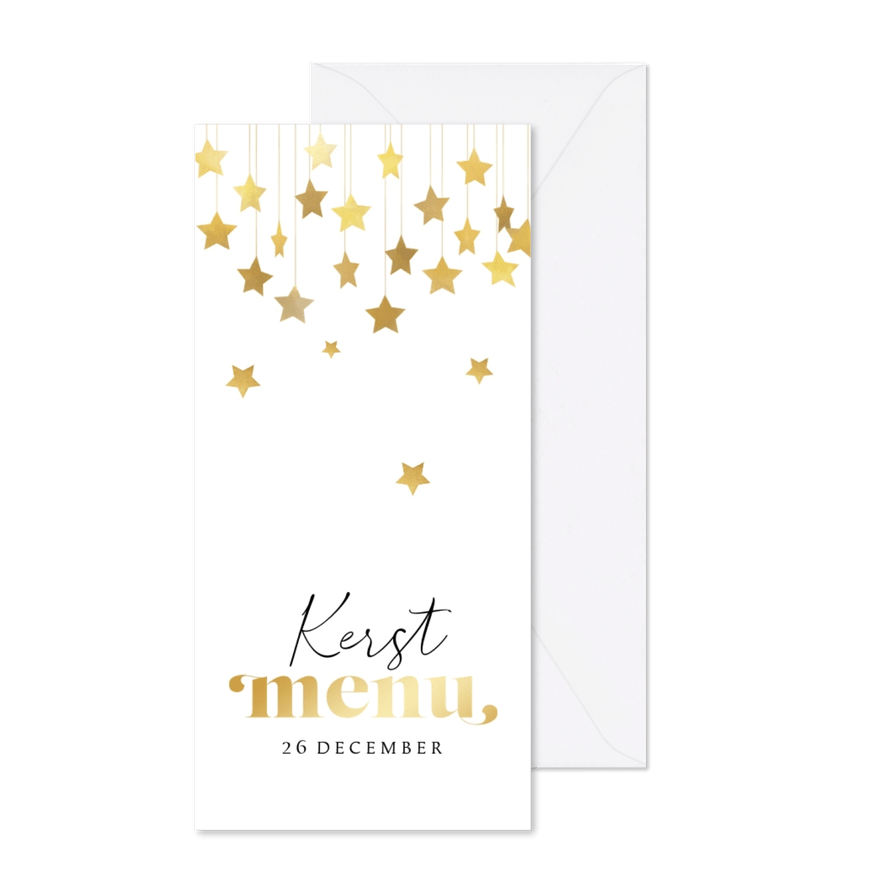 Menukaart kerstdiner sterrenhemel goud hip ster - Kaartimpressie