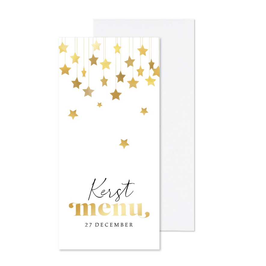 Menukaart kerstdiner sterrenhemel goud hip ster - Kaartimpressie