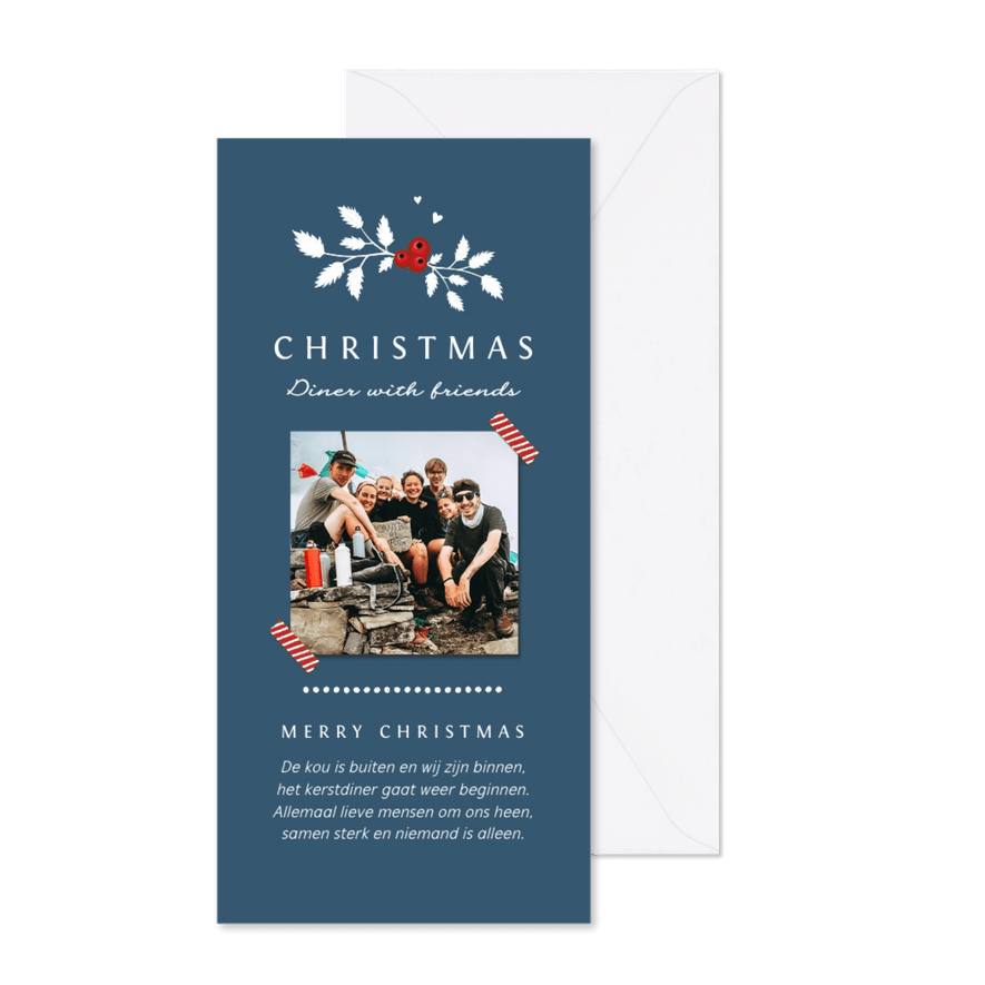 Menukaart kerstdiner vrienden familie met foto - Kaartimpressie