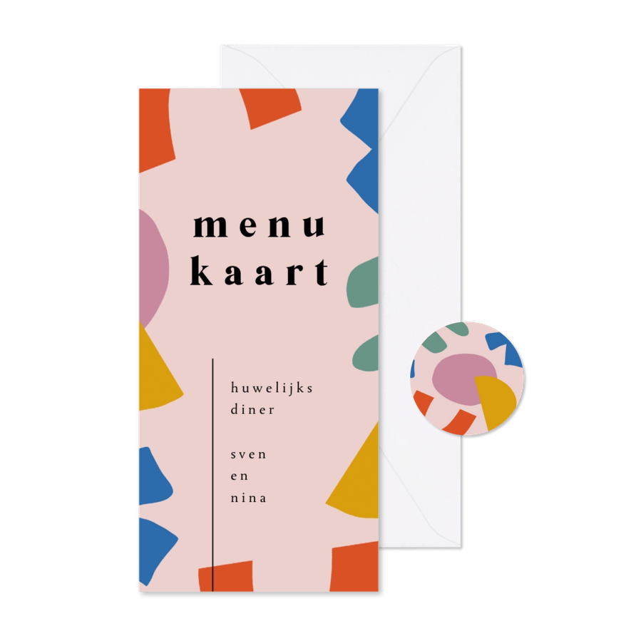 Menukaart kunstzinnig abstract kleurrijk - Kaartimpressie