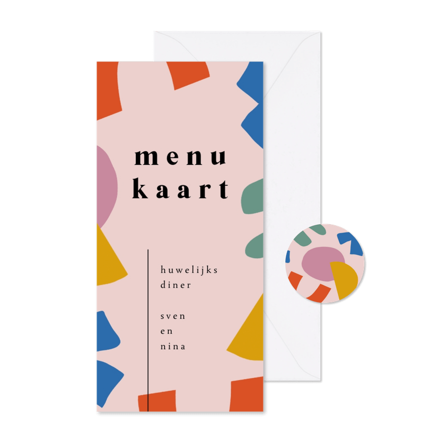 Menukaart kunstzinnig abstract kleurrijk - Kaartimpressie