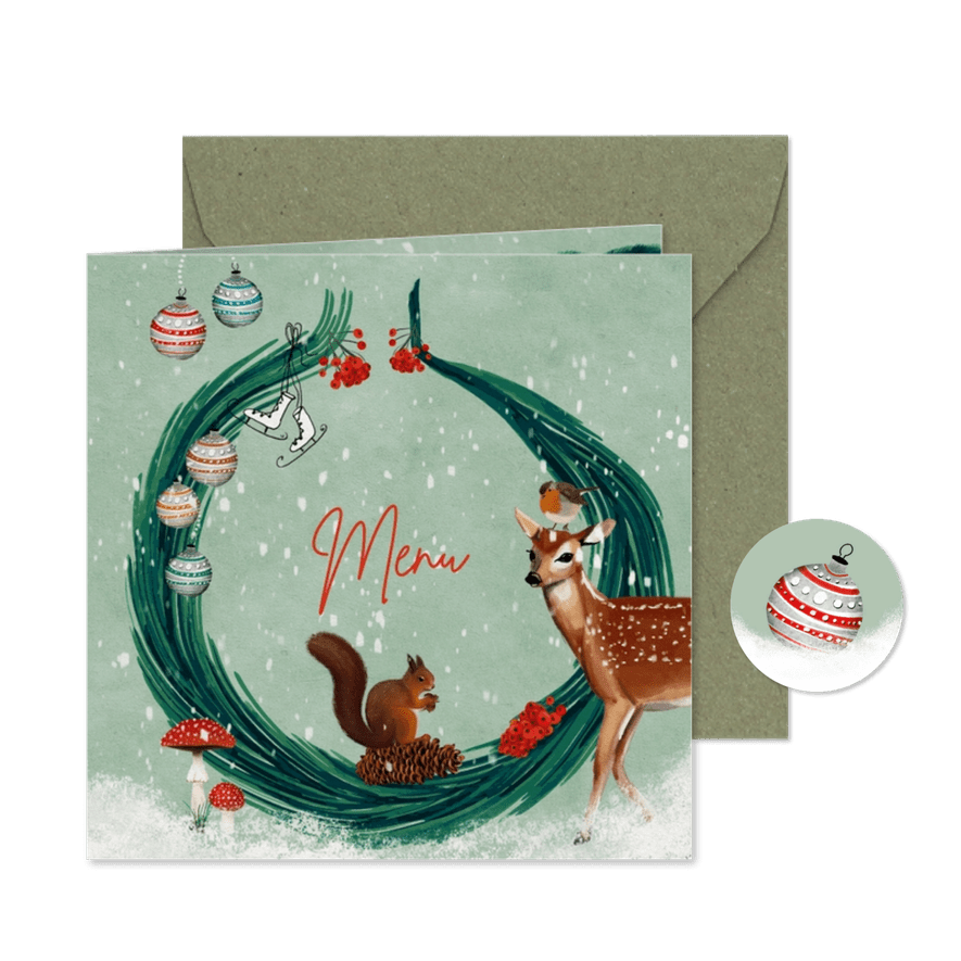 Menukaart met kersttakjes - Kaartimpressie