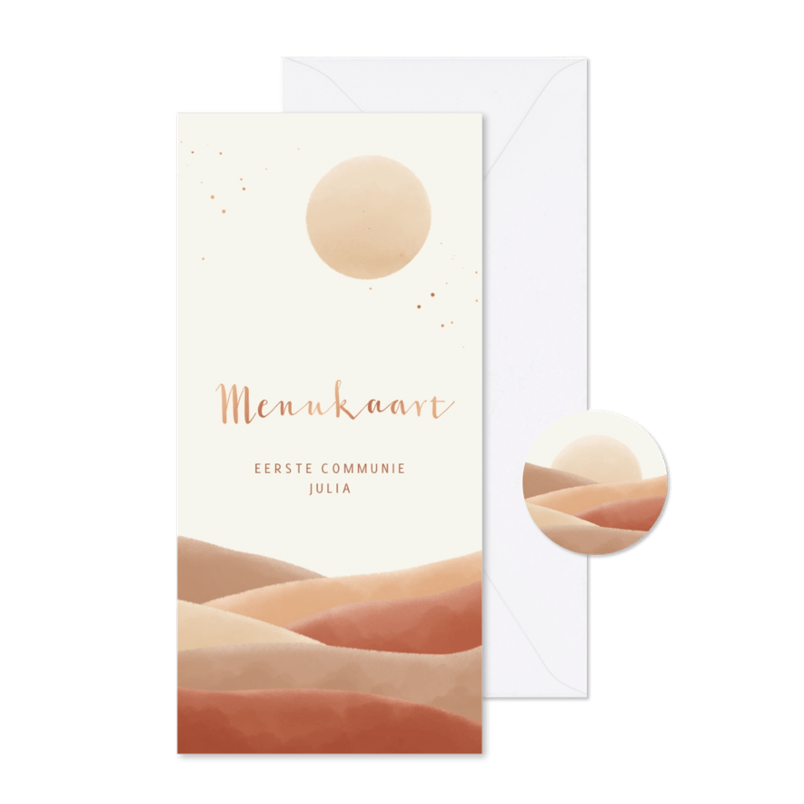 Menukaart met naturel kleuren landschap - Kaartimpressie