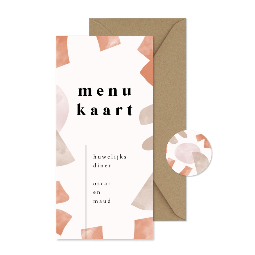 Menukaart trouwen abstract naturel - Kaartimpressie