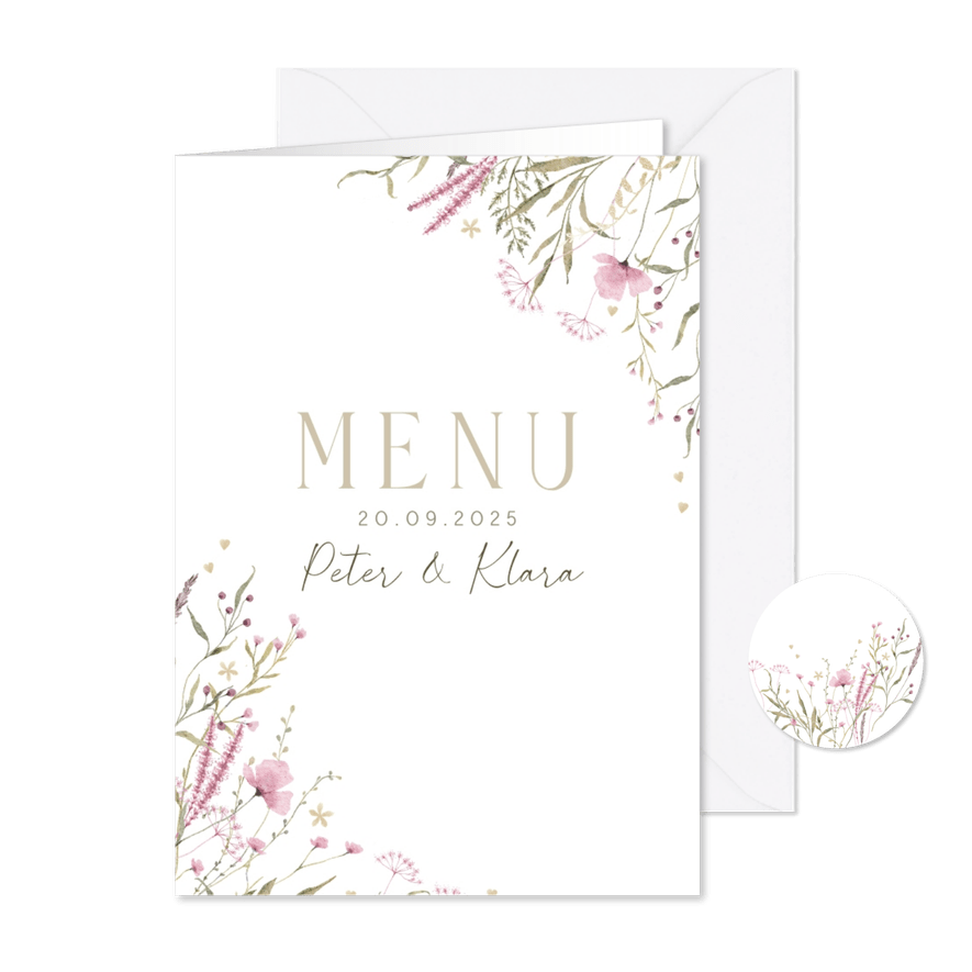 Menukaart veldbloemen - Kaartimpressie