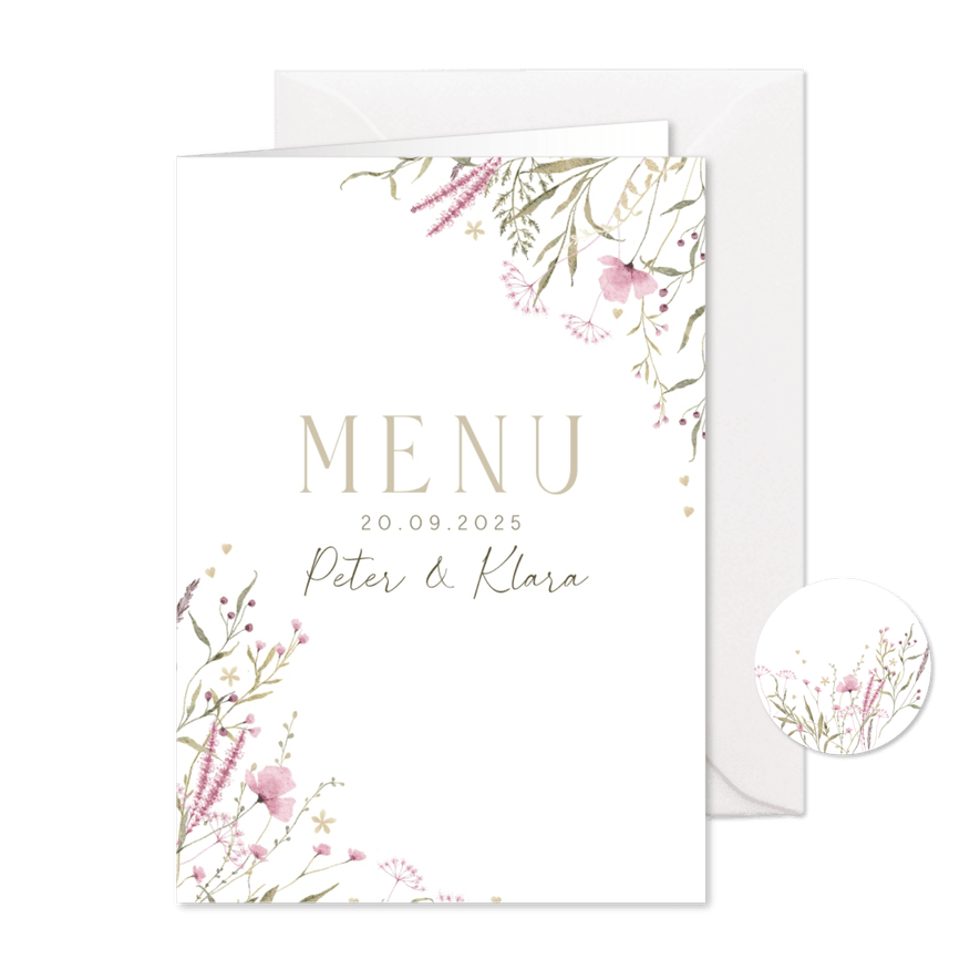 Menukaart veldbloemen - Kaartimpressie