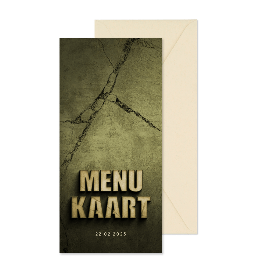 Menukaart vormsel stoer filmposter donkergroen - Kaartimpressie