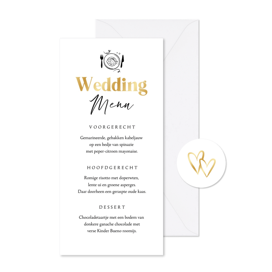 Menukaart wedding menu goud doodle illustratie stijlvol - Kaartimpressie