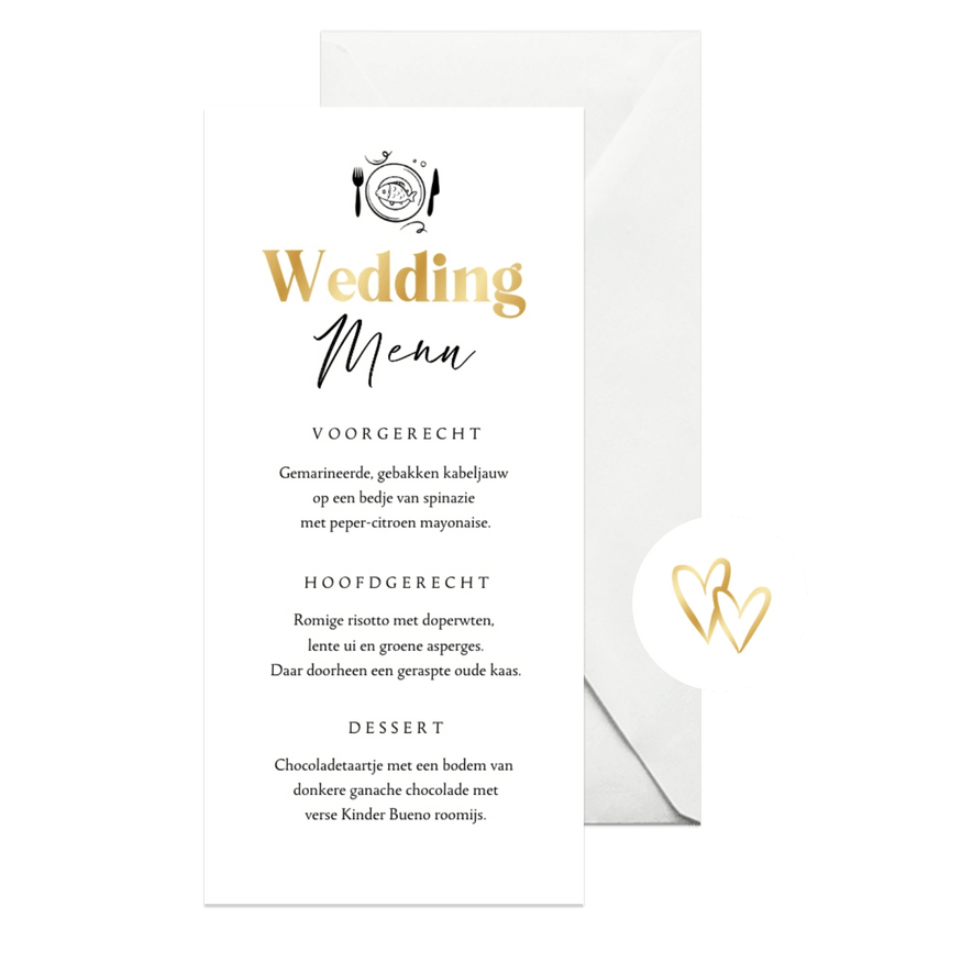 Menukaart wedding menu goud doodle illustratie stijlvol - Kaartimpressie