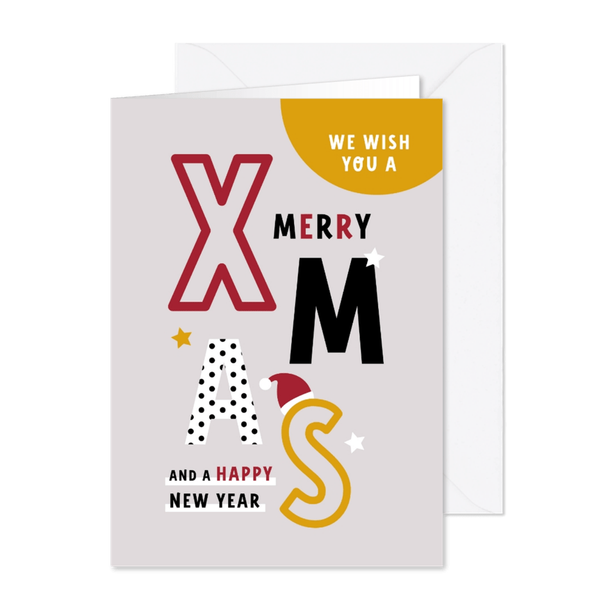 Merry Xmas hippe typografie - Kaartimpressie
