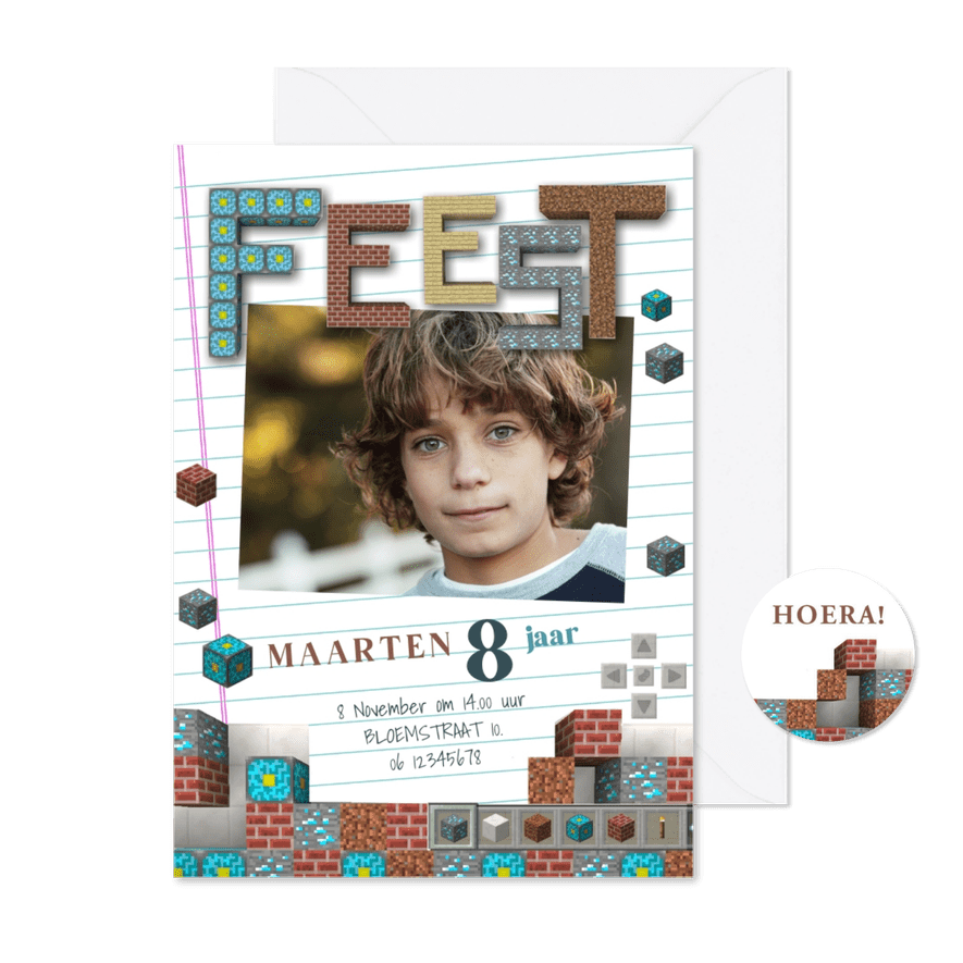 Minecraft Feestje Party Fun - Kaartimpressie