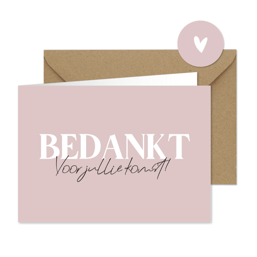 Minimalistisch bedankkaartje bruiloft met grote tekst - Kaartimpressie