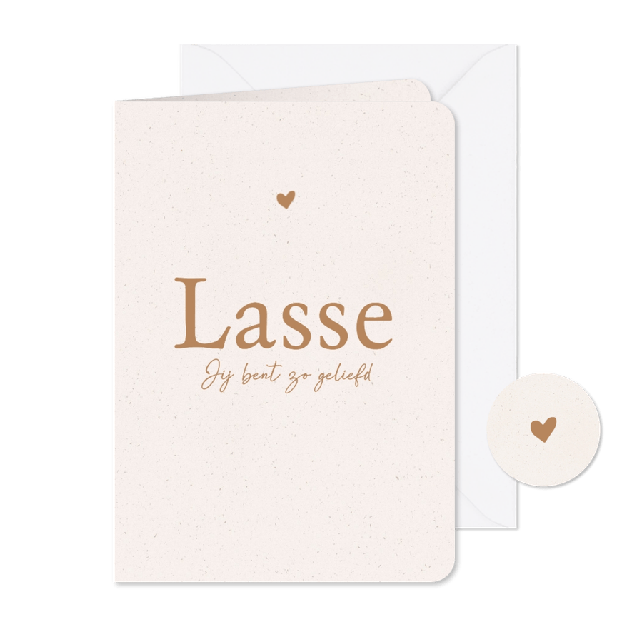 Minimalistisch beige geboortekaartje met papiertextuur - Kaartimpressie