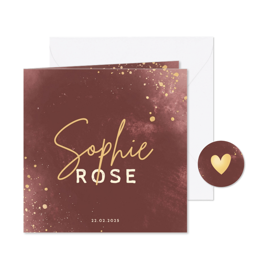 Minimalistisch geboortekaartje terra roze stijlvol - Kaartimpressie