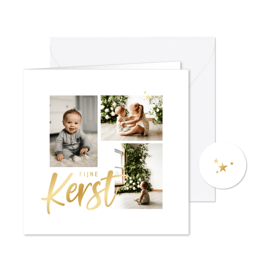 Minimalistisch kerstkaartje fotocollage fijne kerst - Kaartimpressie