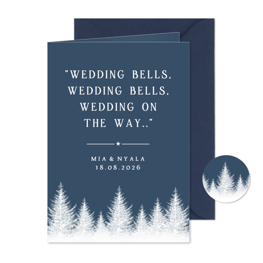 Minimalistische Kerst Save the Date kaart winterlandschap - Kaartimpressie