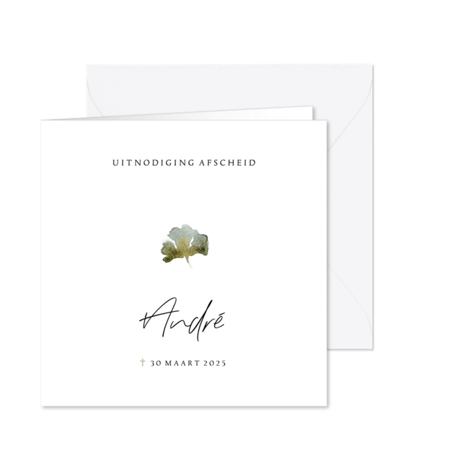 Minimalistische rouwkaart botanisch blad waterverf - Kaartimpressie