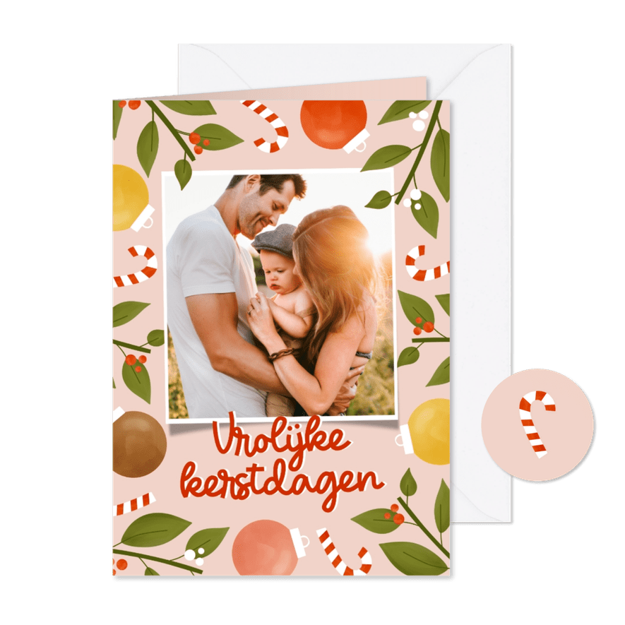 Modern kerstkaartje met vrolijk kleurrijk patroon kerst - Kaartimpressie