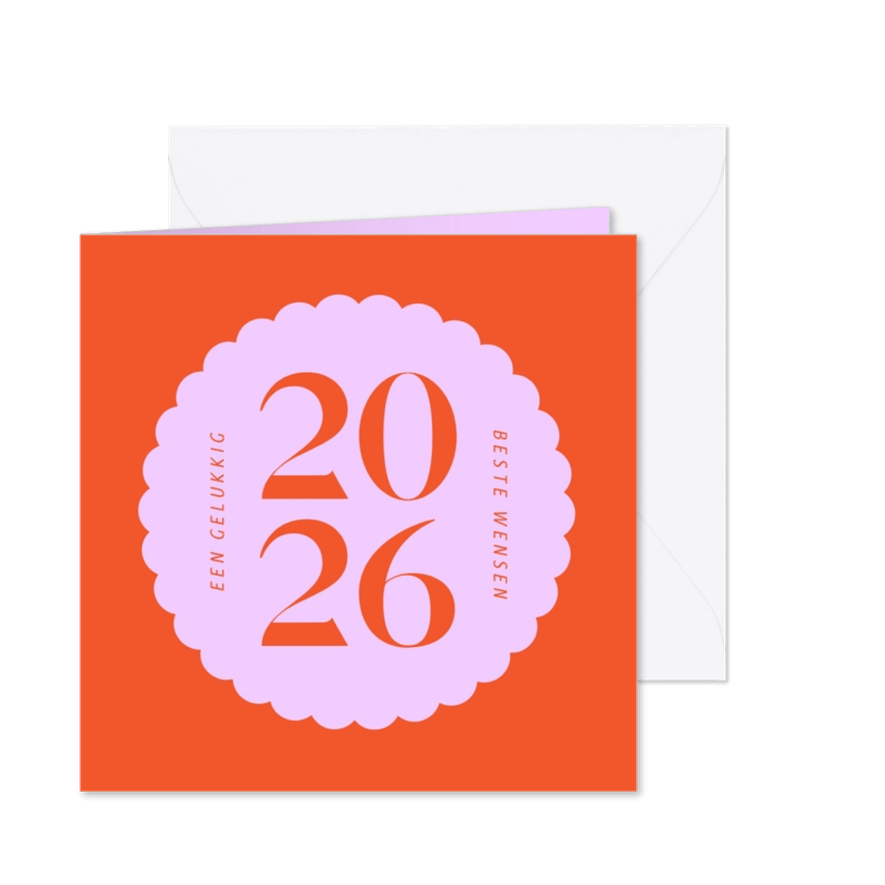 Modern nieuwjaarskaartje met trendy kleuren en groot jaartal - Kaartimpressie