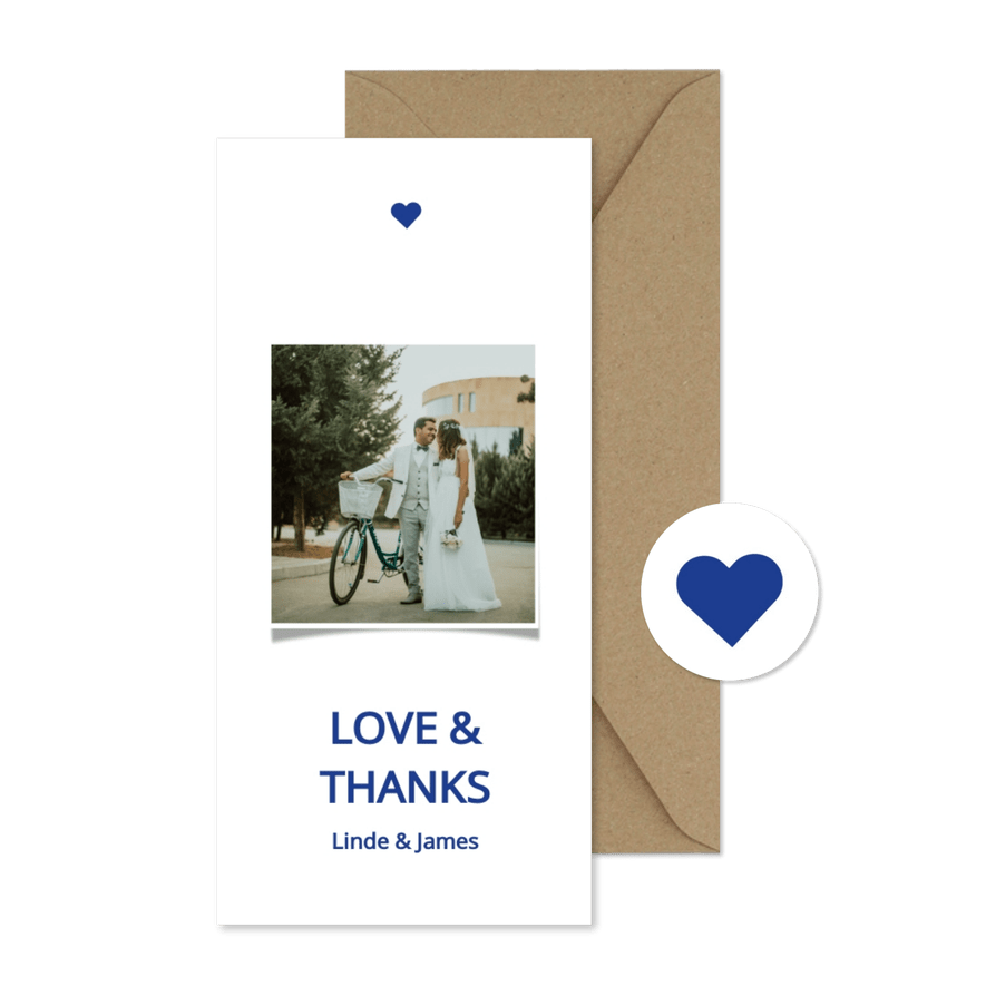 Moderne bedankkaart met blauwe fietsen - Kaartimpressie