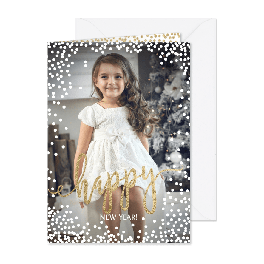 Moderne foto nieuwjaar kaart sneeuw - Kaartimpressie