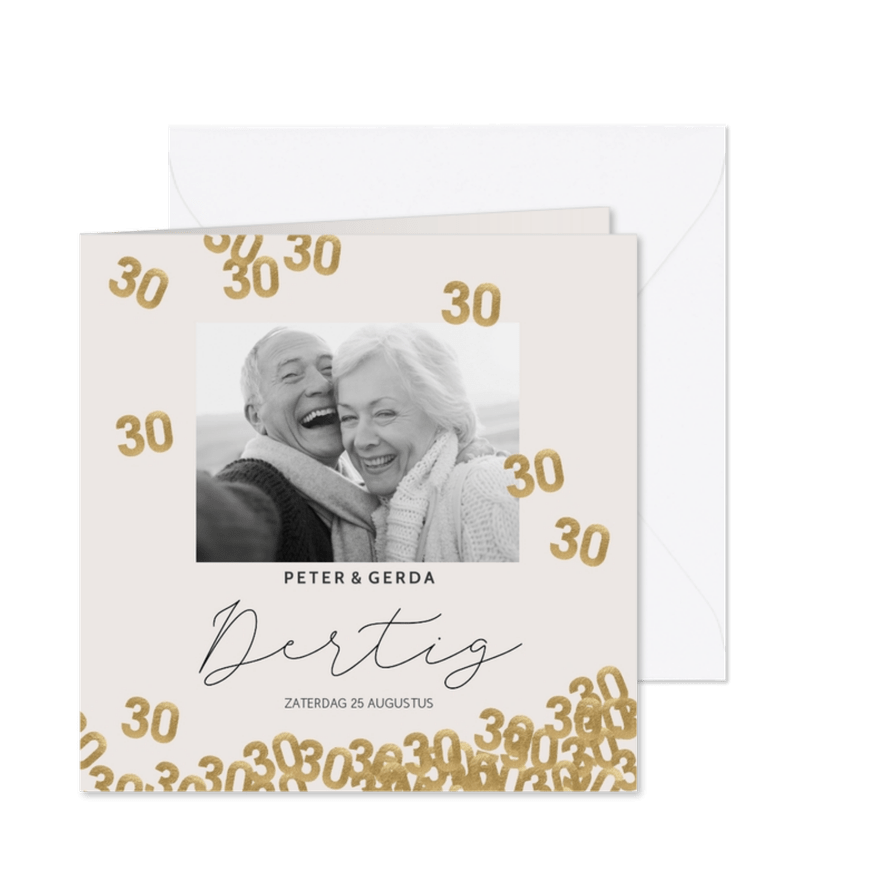 Moderne huwelijk jubileum uitnodiging 30 jaar confetti - Kaartimpressie
