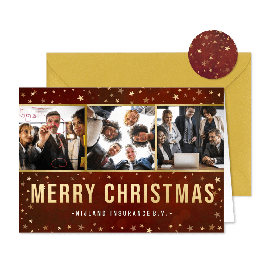 Moderne internationale zakelijke kerstkaart met sterren - Kaartimpressie