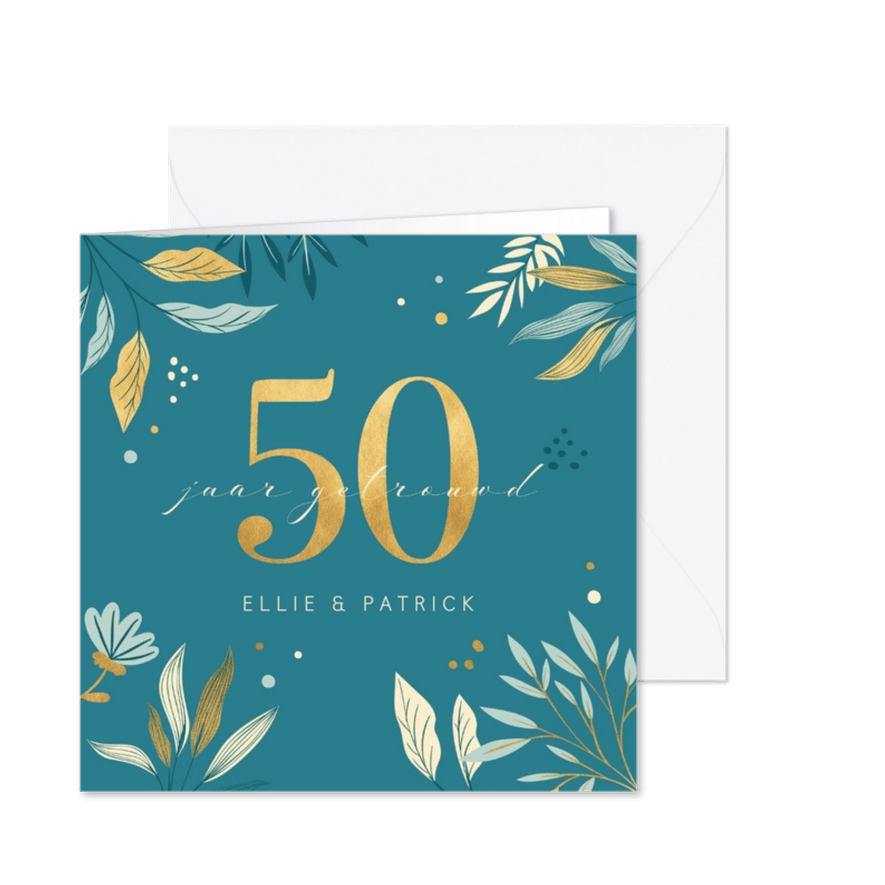 Moderne jubileumkaart met goud - Kaartimpressie