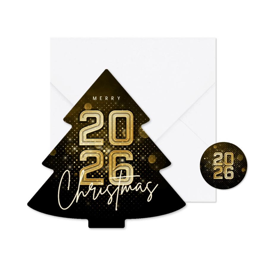 Moderne kerstboom kaart zakelijk 2026 futuristisch - Kaartimpressie