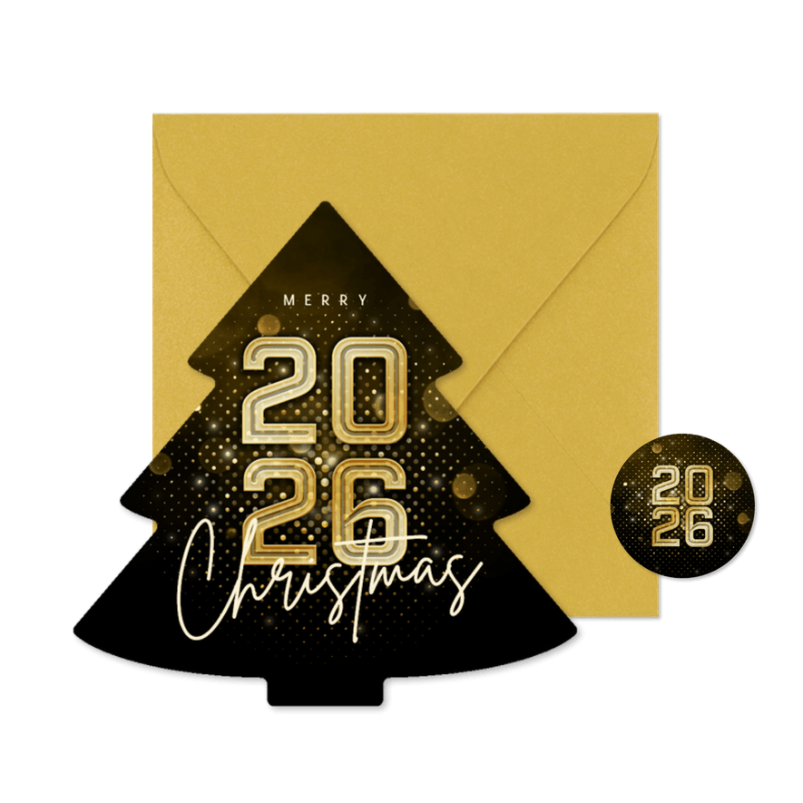 Moderne kerstboom kaart zakelijk 2026 futuristisch - Kaartimpressie