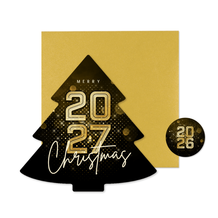 Moderne kerstboom kaart zakelijk 2027 futuristisch - Kaartimpressie