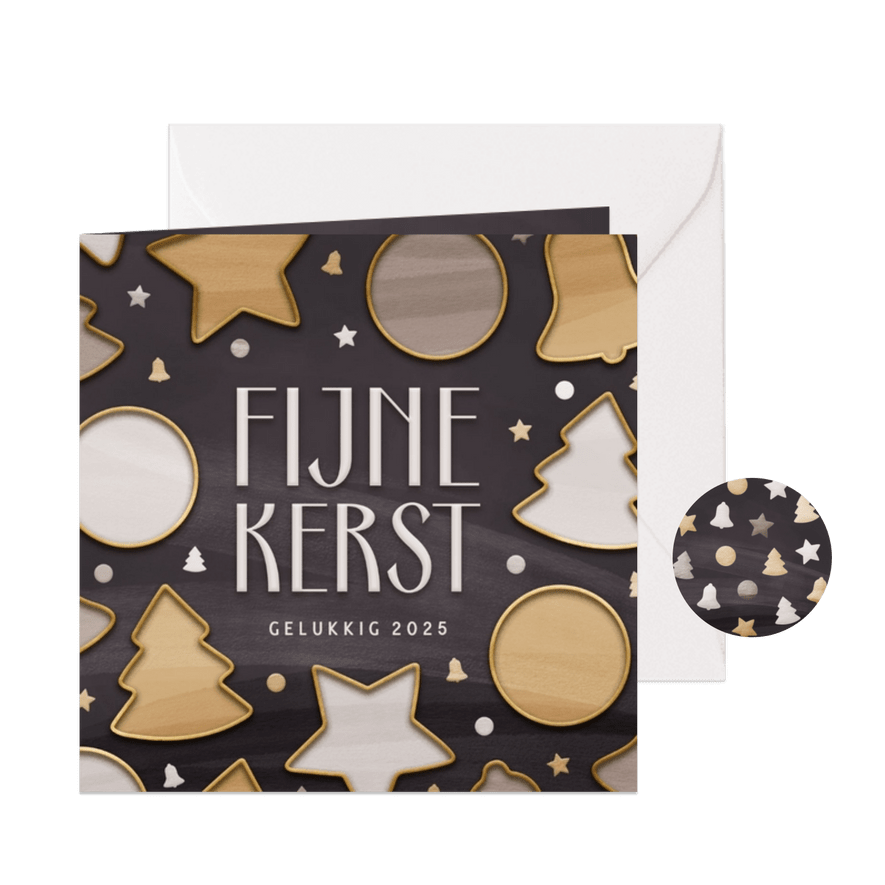 Moderne kerstkaart met kerstvormen - Kaartimpressie