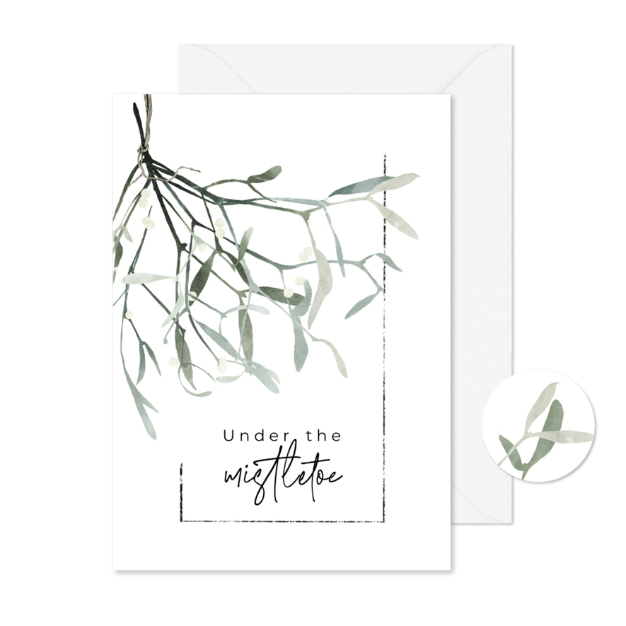 Moderne kerstkaart met mistletoe - Kaartimpressie