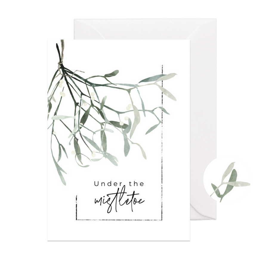 Moderne kerstkaart met mistletoe - Kaartimpressie