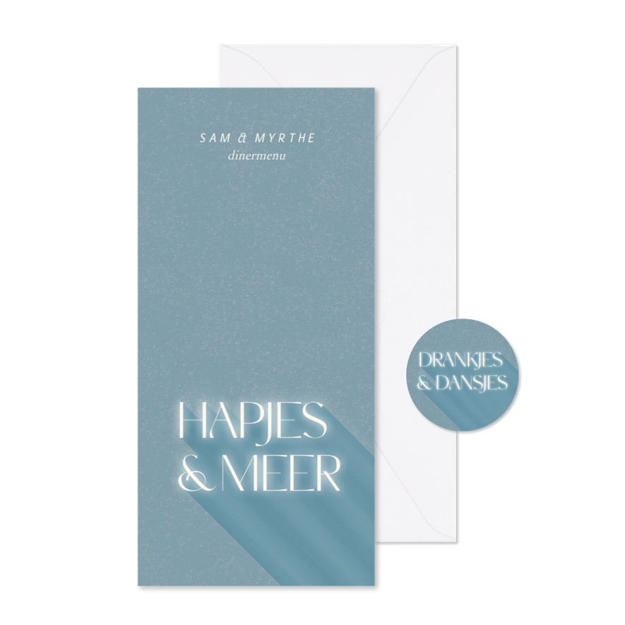 Moderne menukaart in blauw hapjes en meer - Kaartimpressie