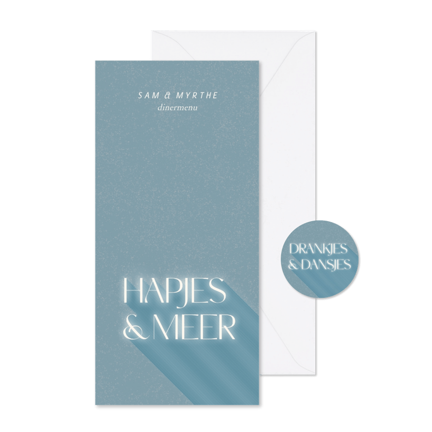 Moderne menukaart in blauw hapjes en meer - Kaartimpressie