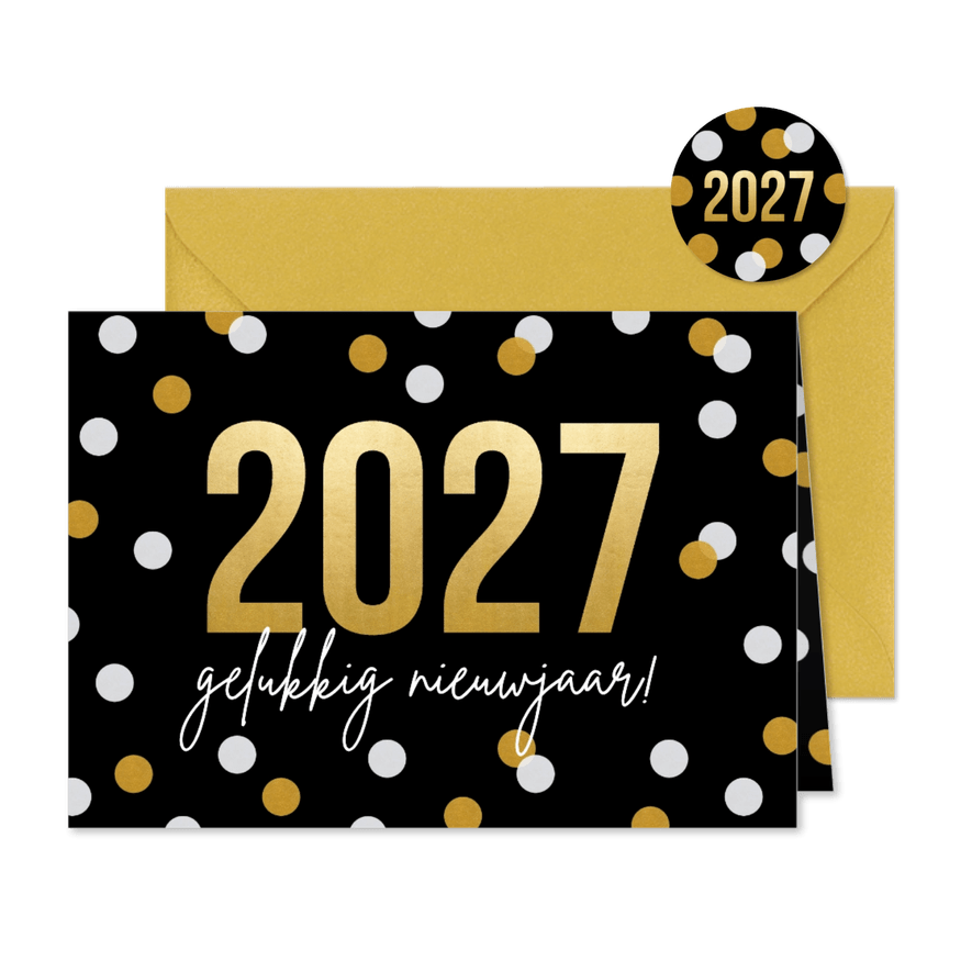 Moderne nieuwjaarskaart 2027 gelukkig nieuwjaar - Kaartimpressie