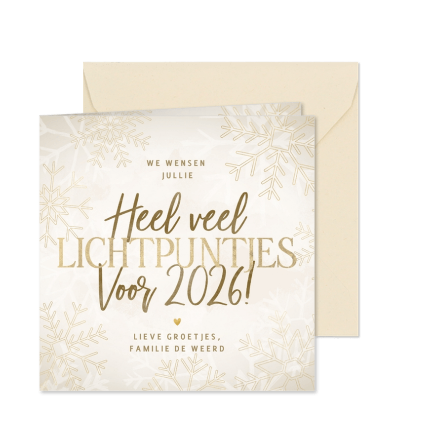 Moderne nieuwjaarskaart heel veel lichtpuntjes voor 2026! - Kaartimpressie